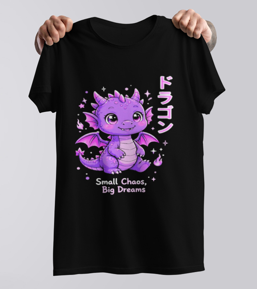 Dragon Small Chaos Big Dreams Purple Kawaii Anime T-Shirt