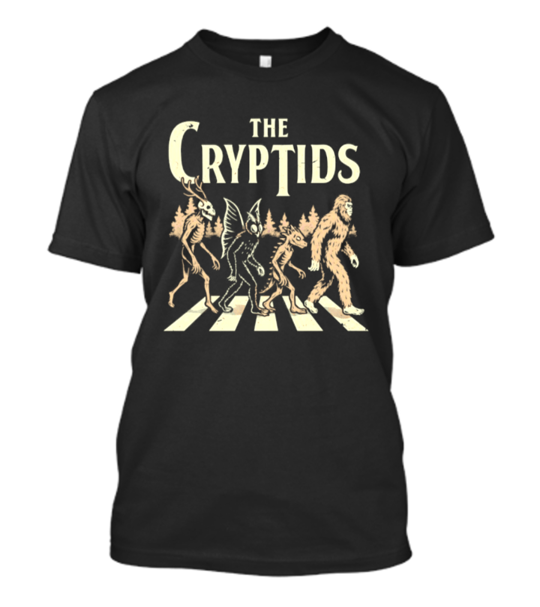 The Cryptids Abbey Road Bigfoot Mothman Paranormal Creature Crossing T-Shirt