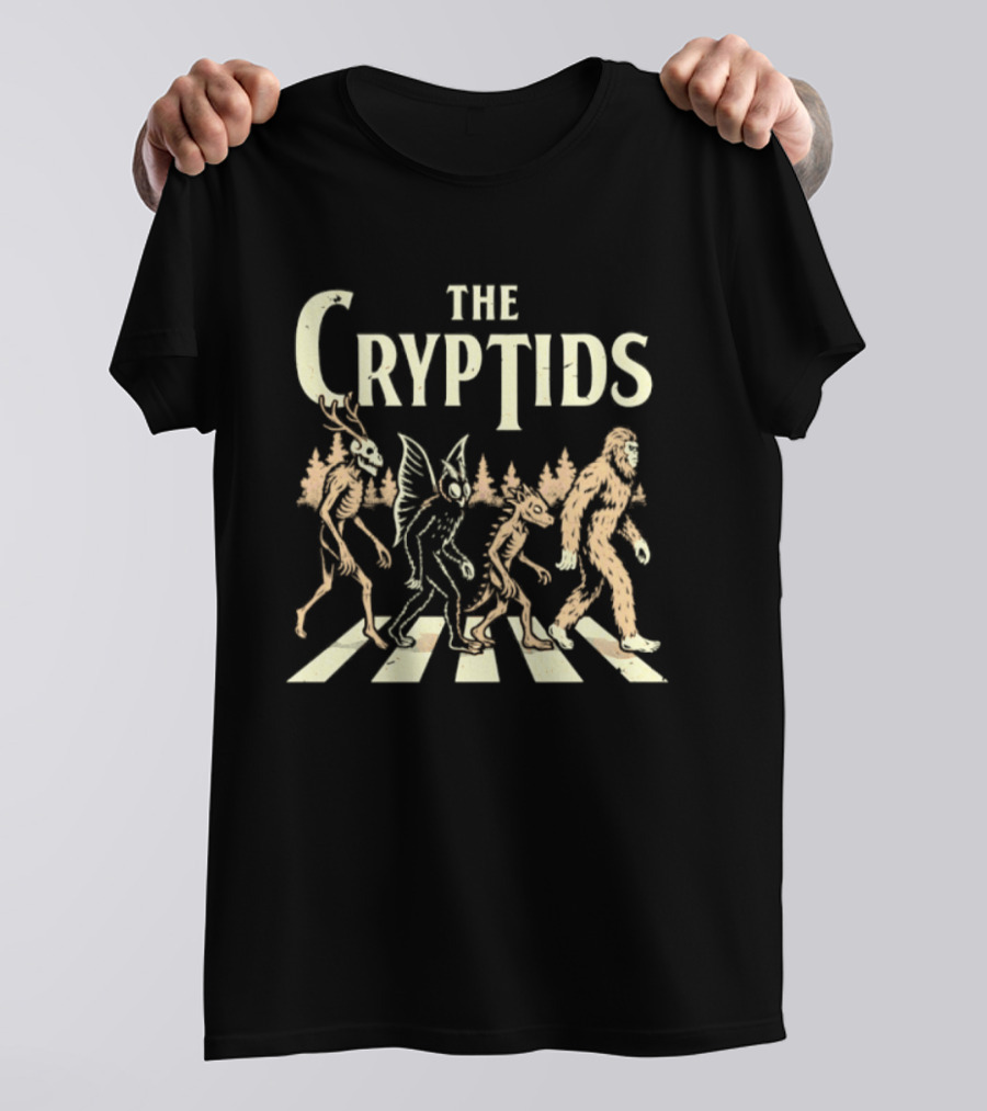 The Cryptids Abbey Road Bigfoot Mothman Paranormal Creature Crossing T-Shirt