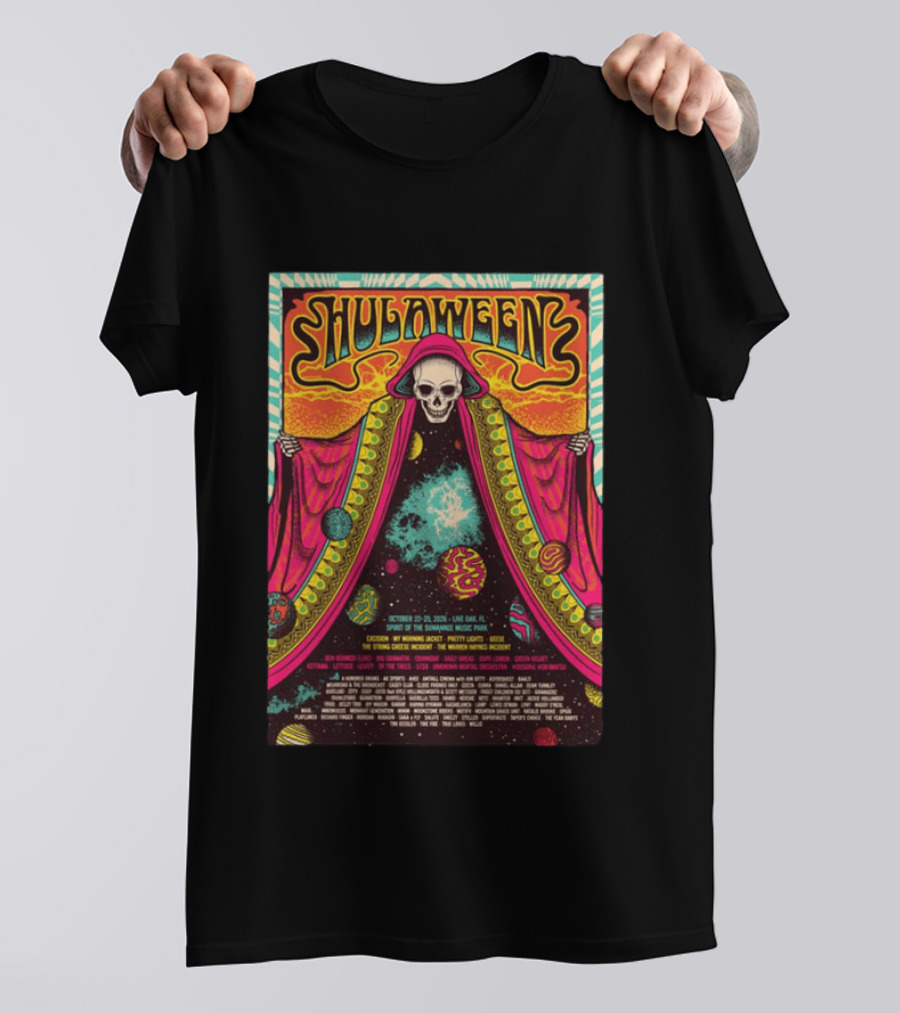 Hulaween Music Festival 2026 Spirit Of The Suwannee Live Oak October 22 25 Cosmic Skeleton T-Shirt