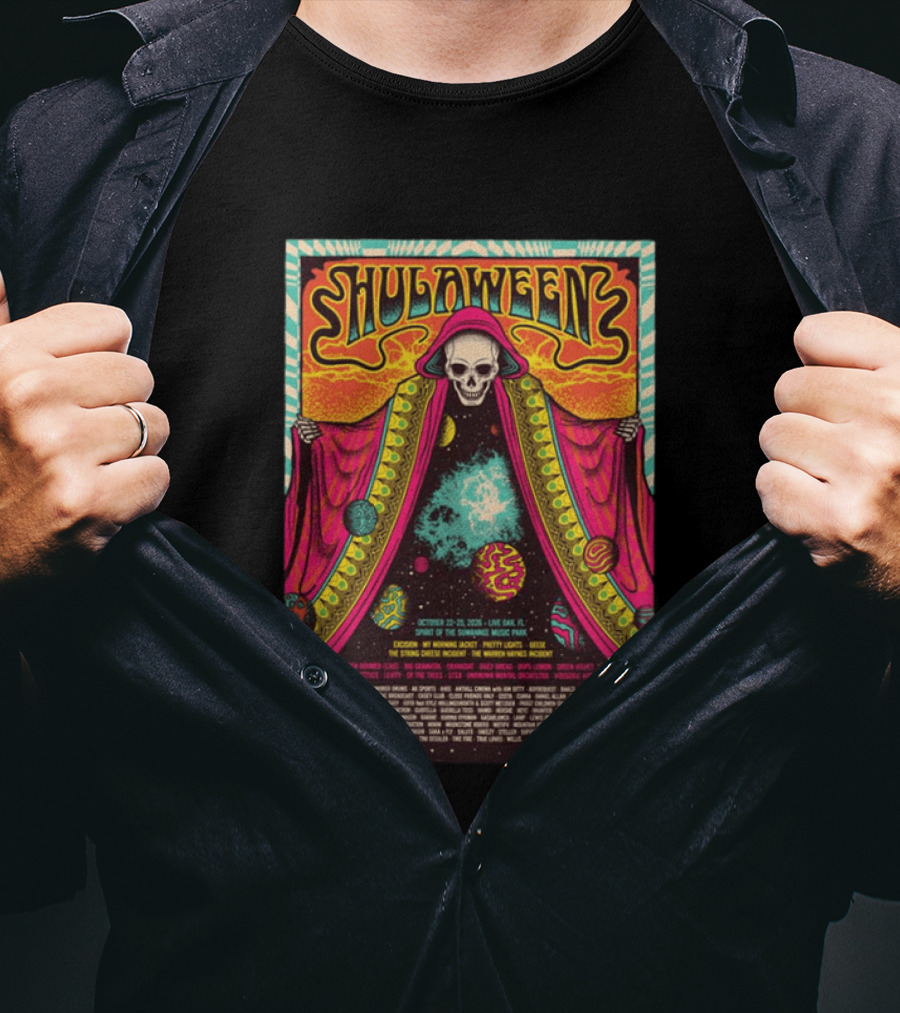 Hulaween Music Festival 2026 Spirit Of The Suwannee Live Oak October 22 25 Cosmic Skeleton T-Shirt