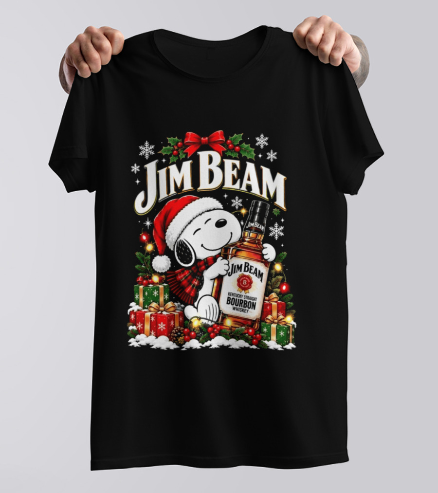 Jim Beam Christmas 2026 Bourbon Santa Hat Holiday Bottle And Presents T-Shirt