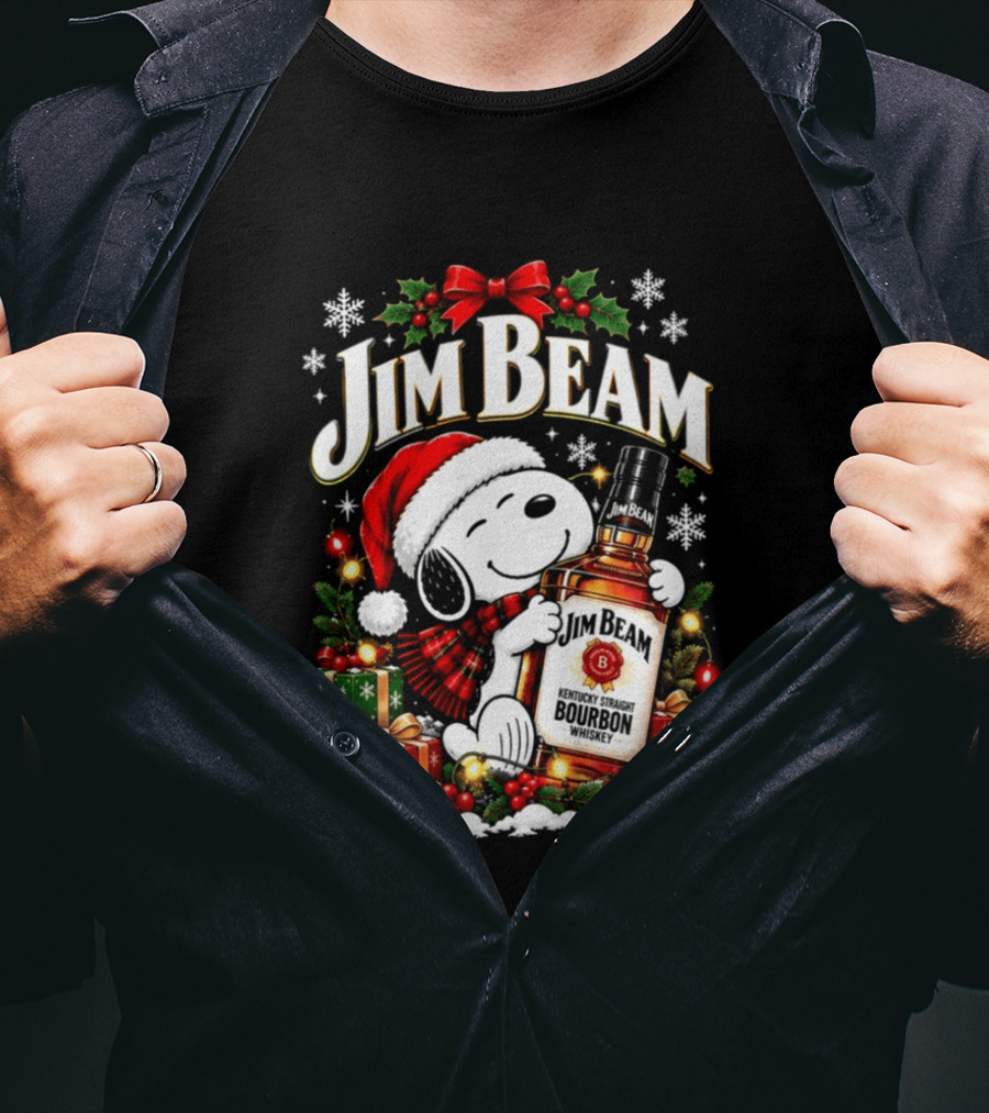 Jim Beam Christmas 2026 Bourbon Santa Hat Holiday Bottle And Presents T-Shirt