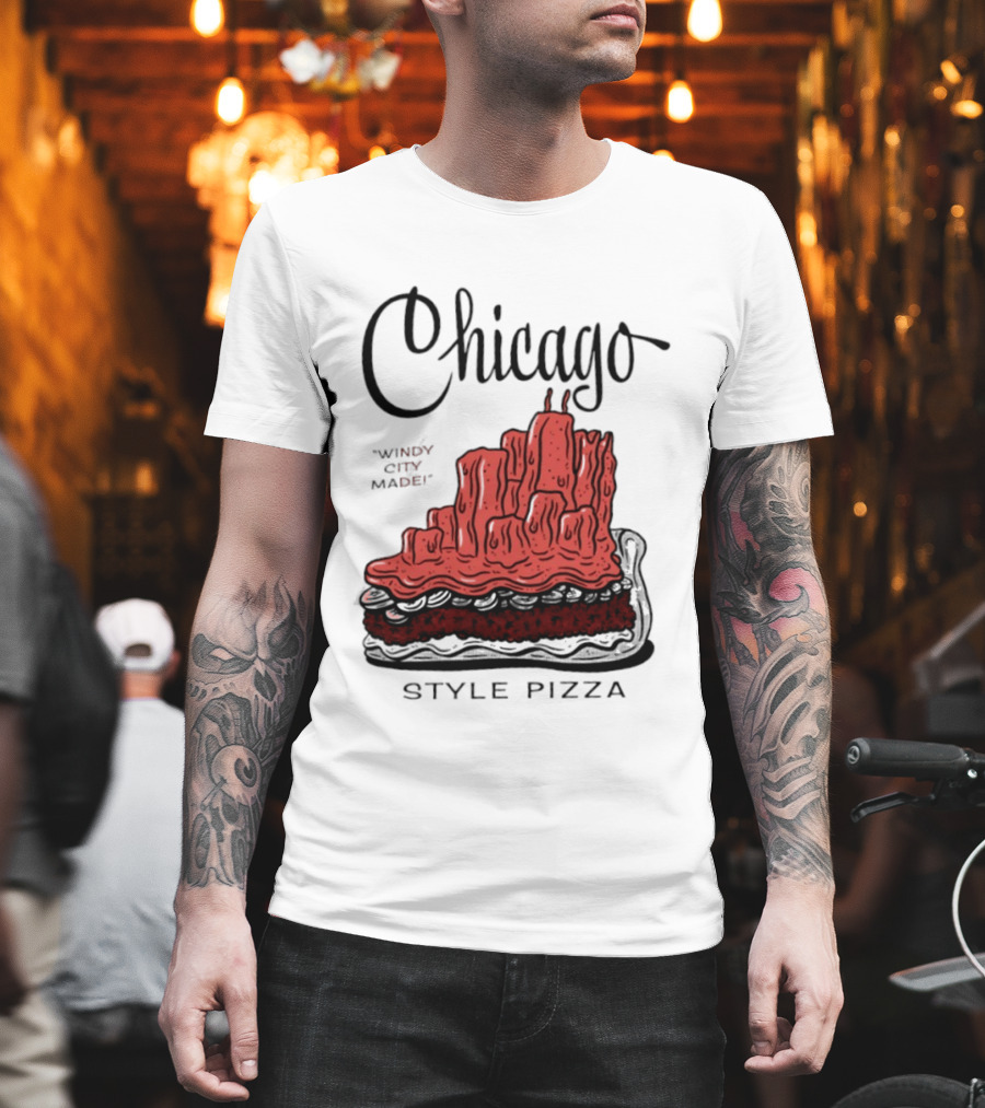 Chicago Windy City Made Deep Dish Style Pizza T-Shirt