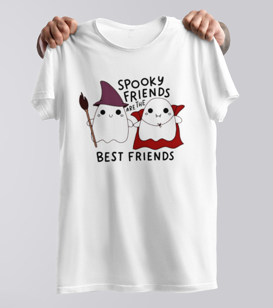 Spooky Friends Are The Best Friends Witch And Vampire Ghosts Halloween 2026 T-Shirt