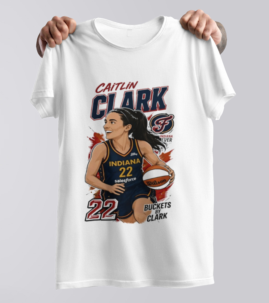 Indiana Fever Caitlin Clark 22 Buckets Basketball Caricature T-Shirt
