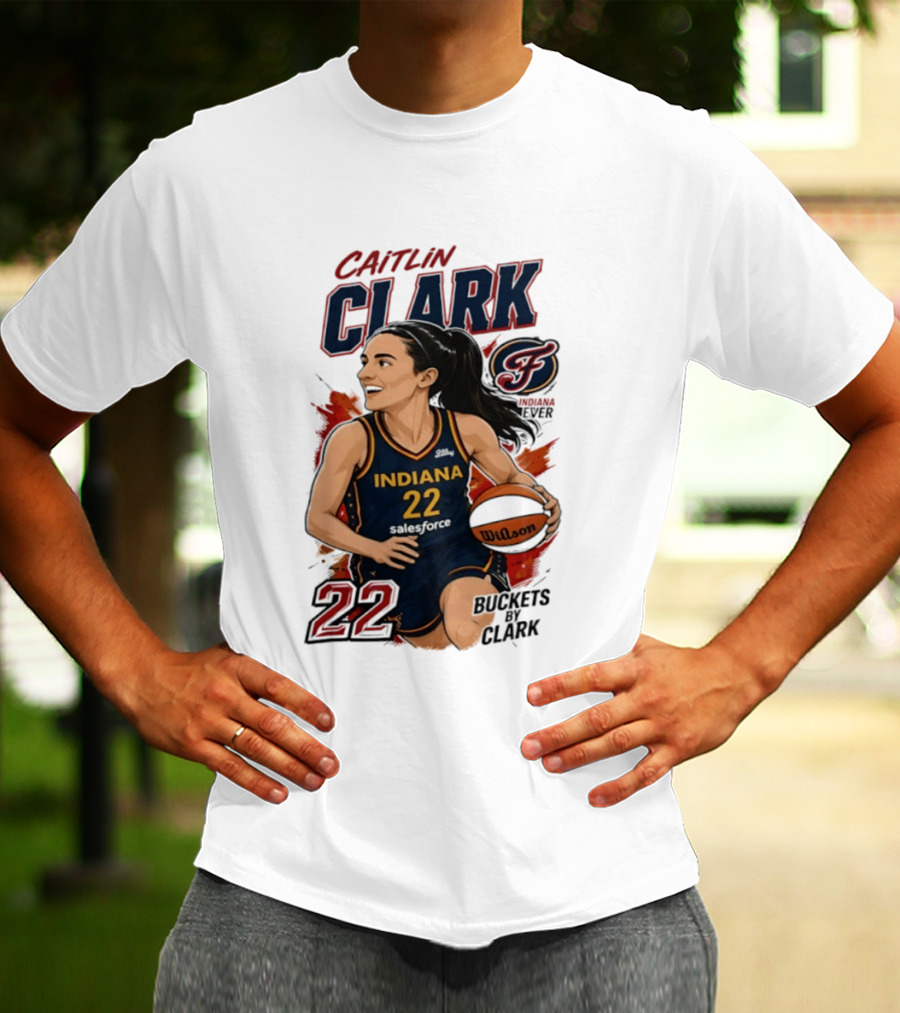 Indiana Fever Caitlin Clark 22 Buckets Basketball Caricature T-Shirt