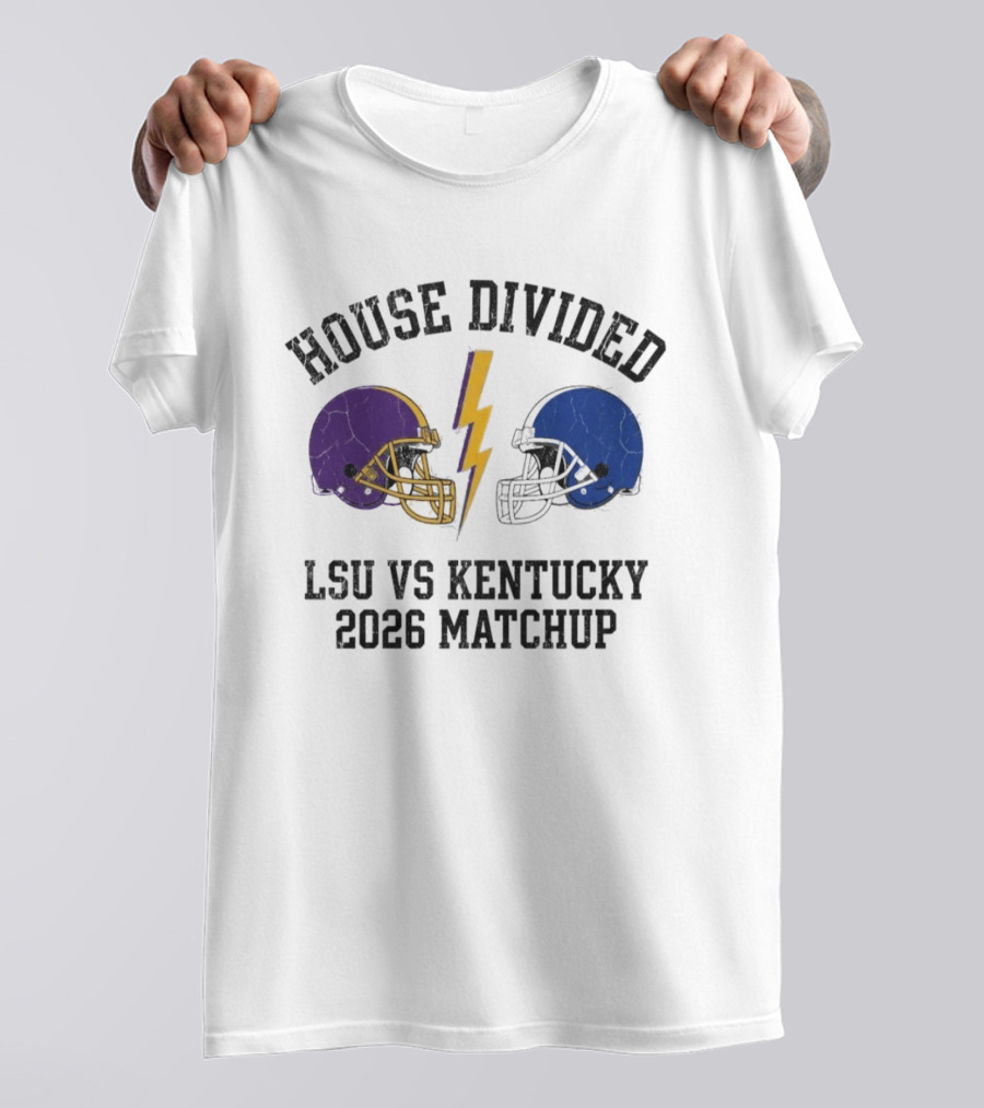 House Divided LSU Vs Kentucky 2026 Matchup Helmets And Lightning Bolt T-Shirt