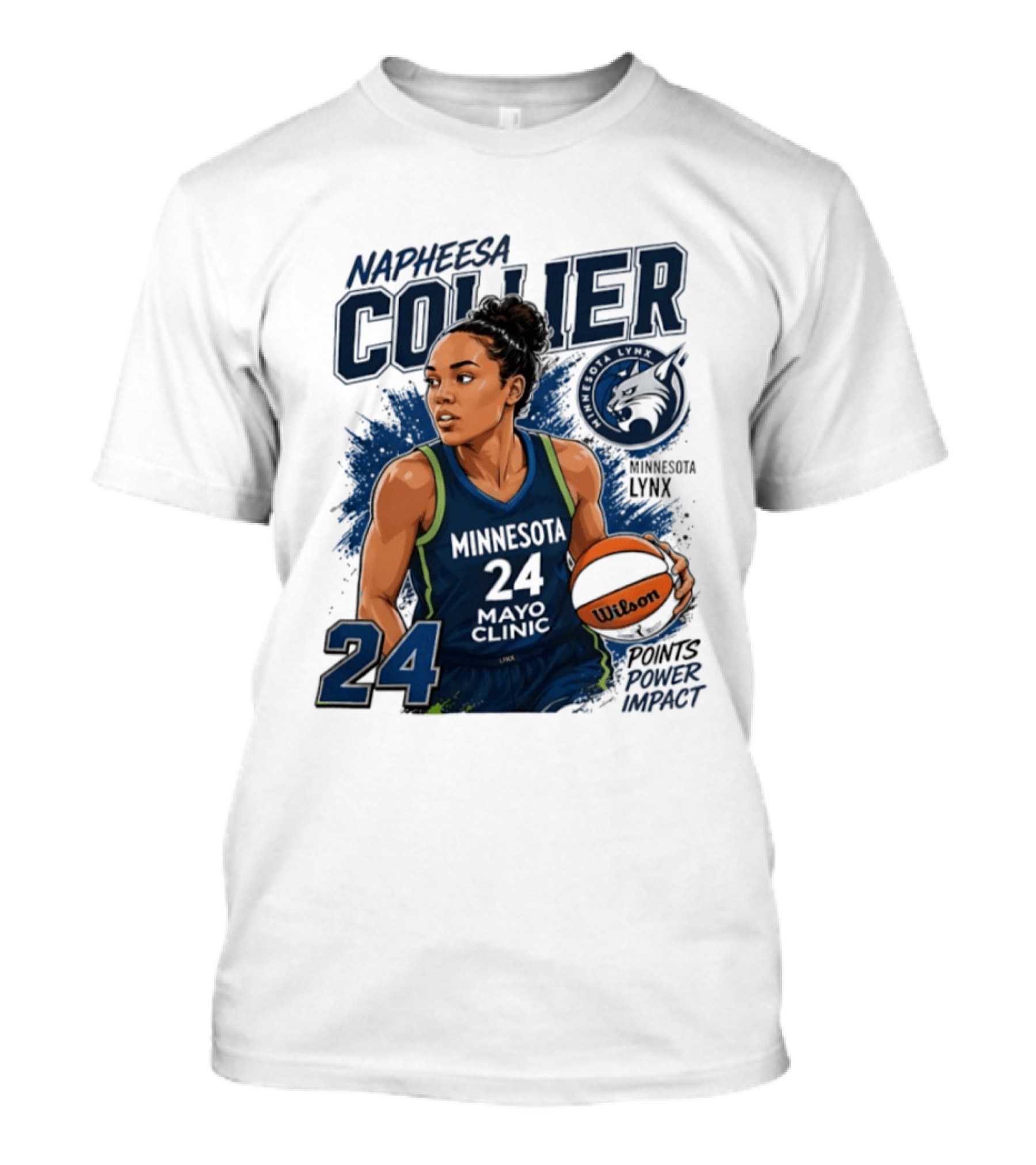 Napheesa Collier Minnesota Lynx WNBA 2026 Points Per Impact 24 T-Shirt