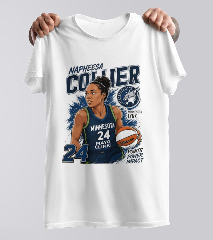 Napheesa Collier Minnesota Lynx WNBA 2026 Points Per Impact 24 T-Shirt
