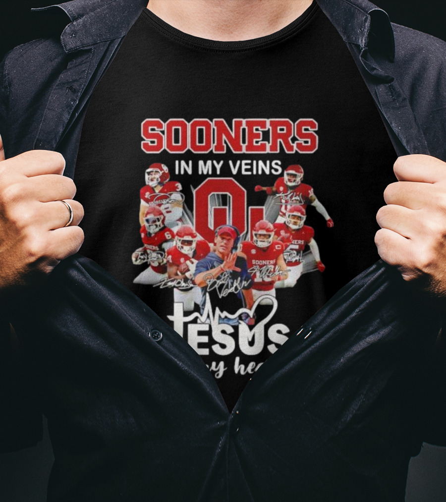 Oklahoma Sooners In My Veins Jesus In My Heart Football Team Spirit T-Shirt