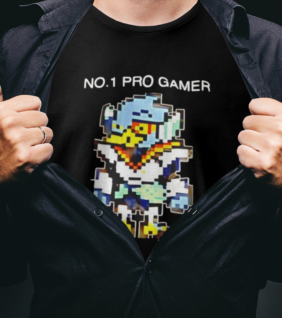 NO.1 PRO GAMER Pixelated Berdly Character Retro Game Style T-Shirt