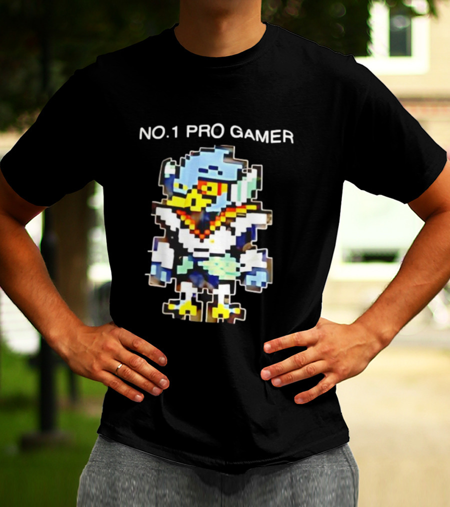 NO.1 PRO GAMER Pixelated Berdly Character Retro Game Style T-Shirt
