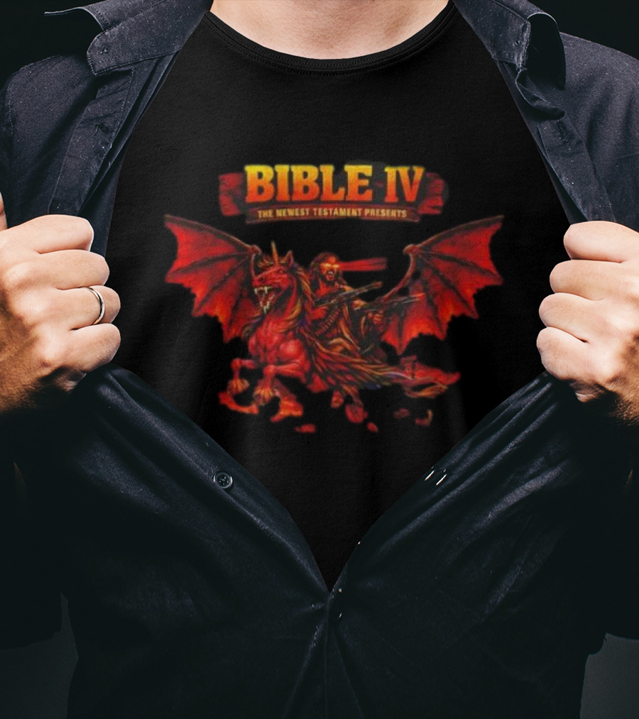 Bible IV The Newest Testament Presents Demon Dragon Rider T-Shirt