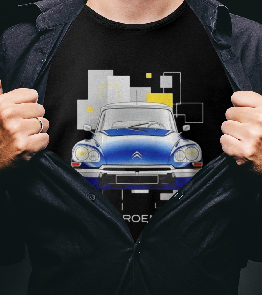 Citroën DS Classic Car Blue Front View Vintage Design T-Shirt