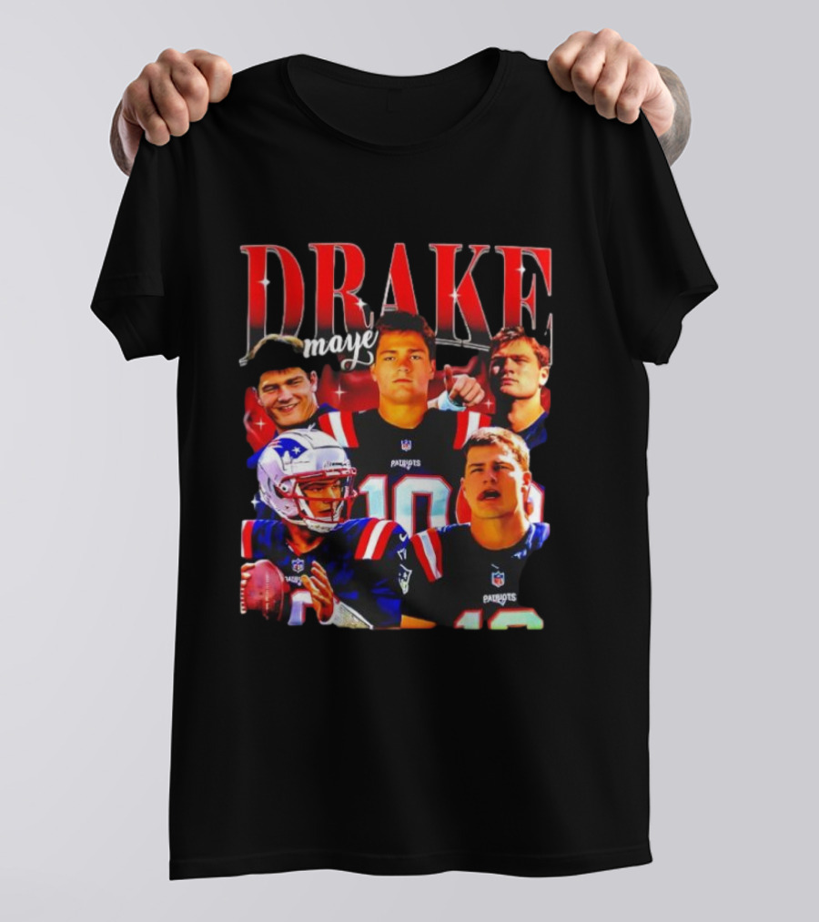 Drake Maye Patriots Vintage 90s Quarterback NFL Football T-Shirt