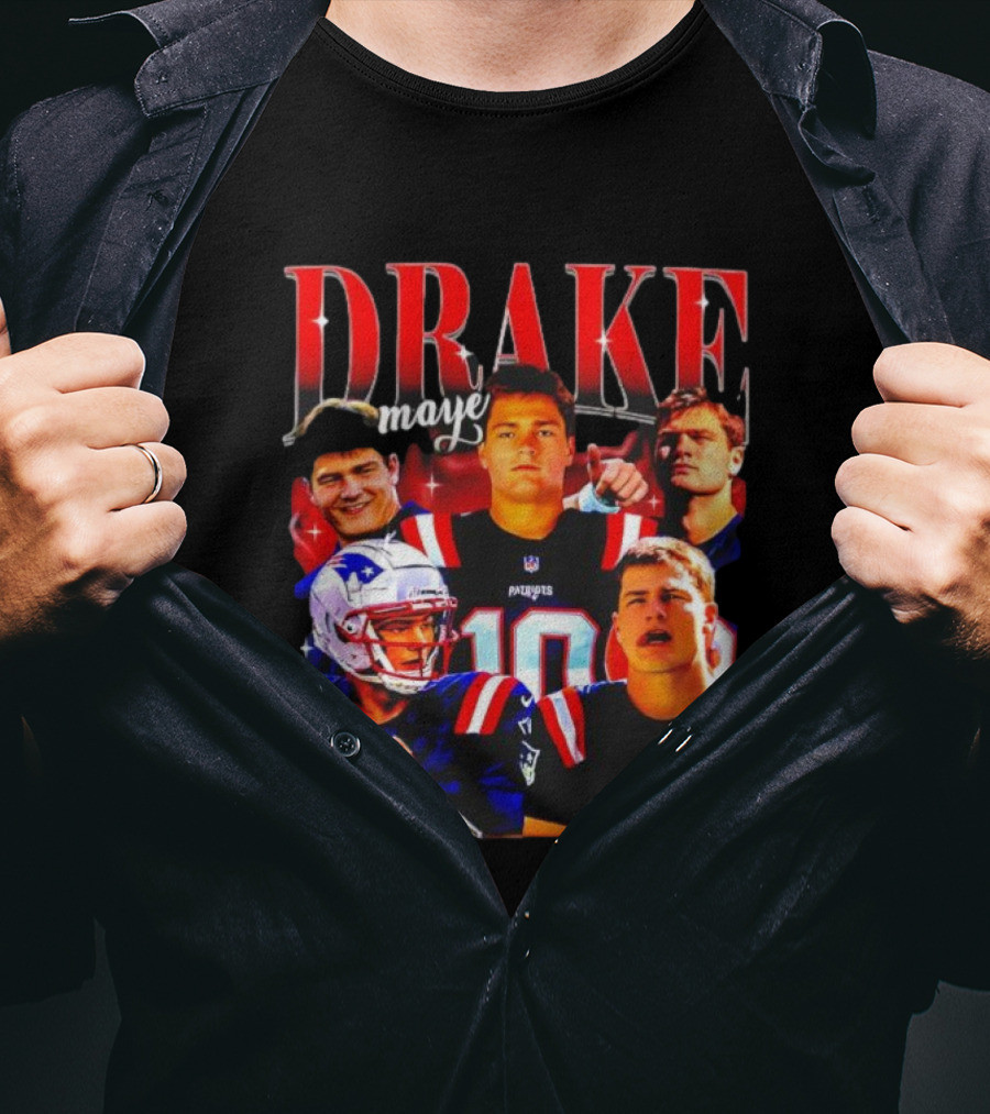 Drake Maye Patriots Vintage 90s Quarterback NFL Football T-Shirt