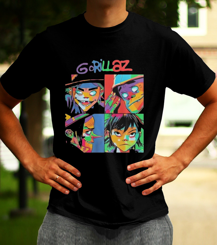 Gorillaz 2D Murdoc Niccals Noodle Russel Hobbs Members Portrait T-Shirt