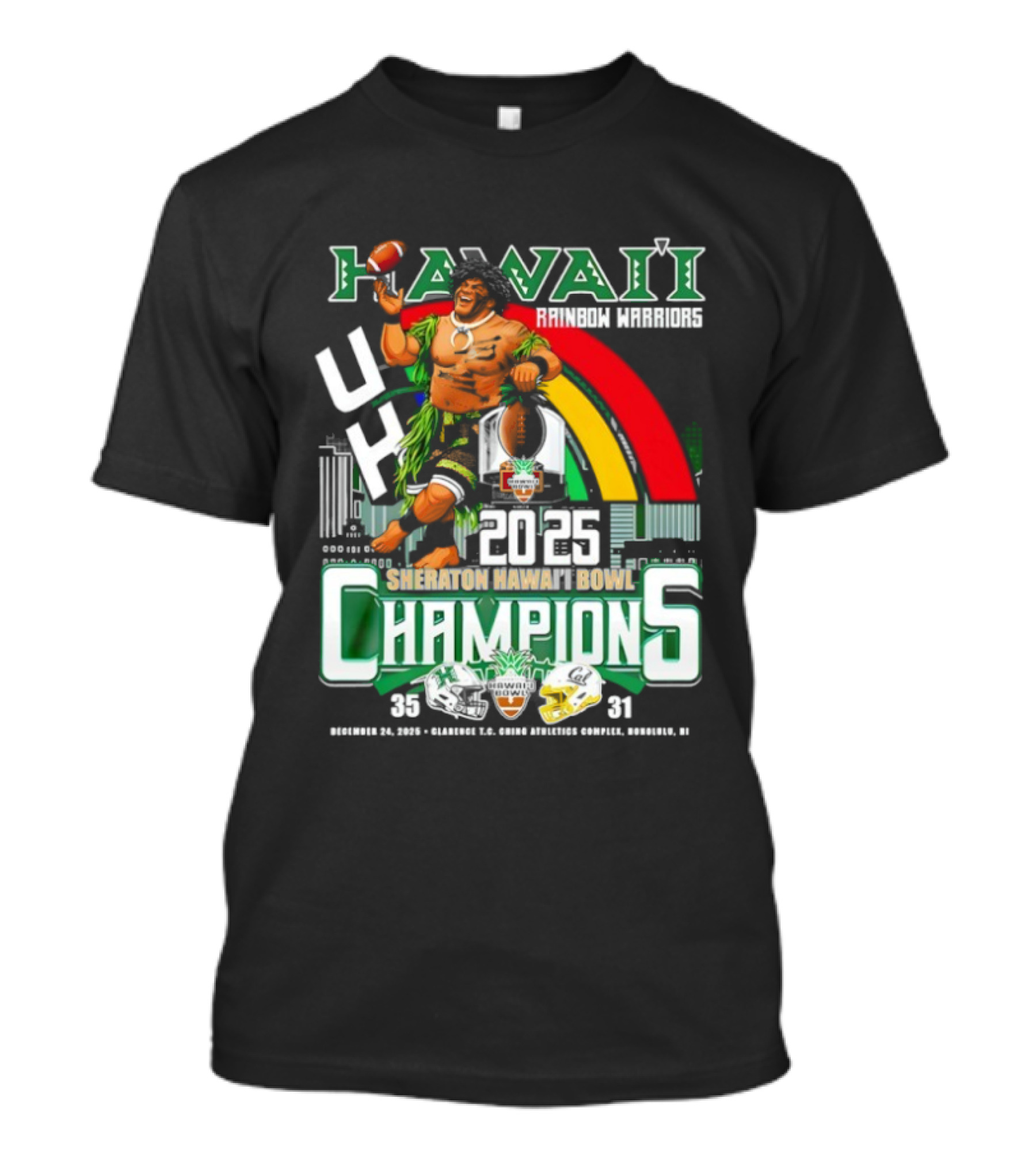 Hawaii Rainbow Warriors 2025 Sheraton Hawai’i Bowl Champions Football Ichts T-Shirt