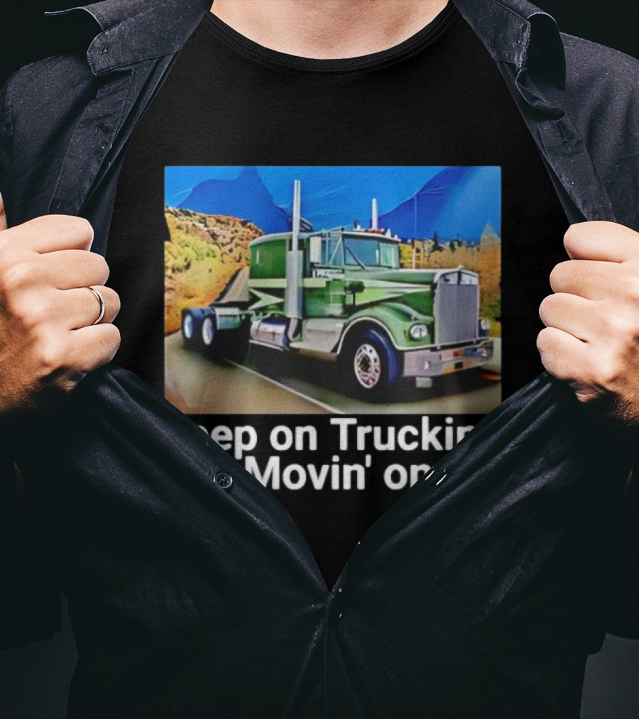 Keep On Trucking Movin' On Vintage Green Truck Scenic Road T-Shirt