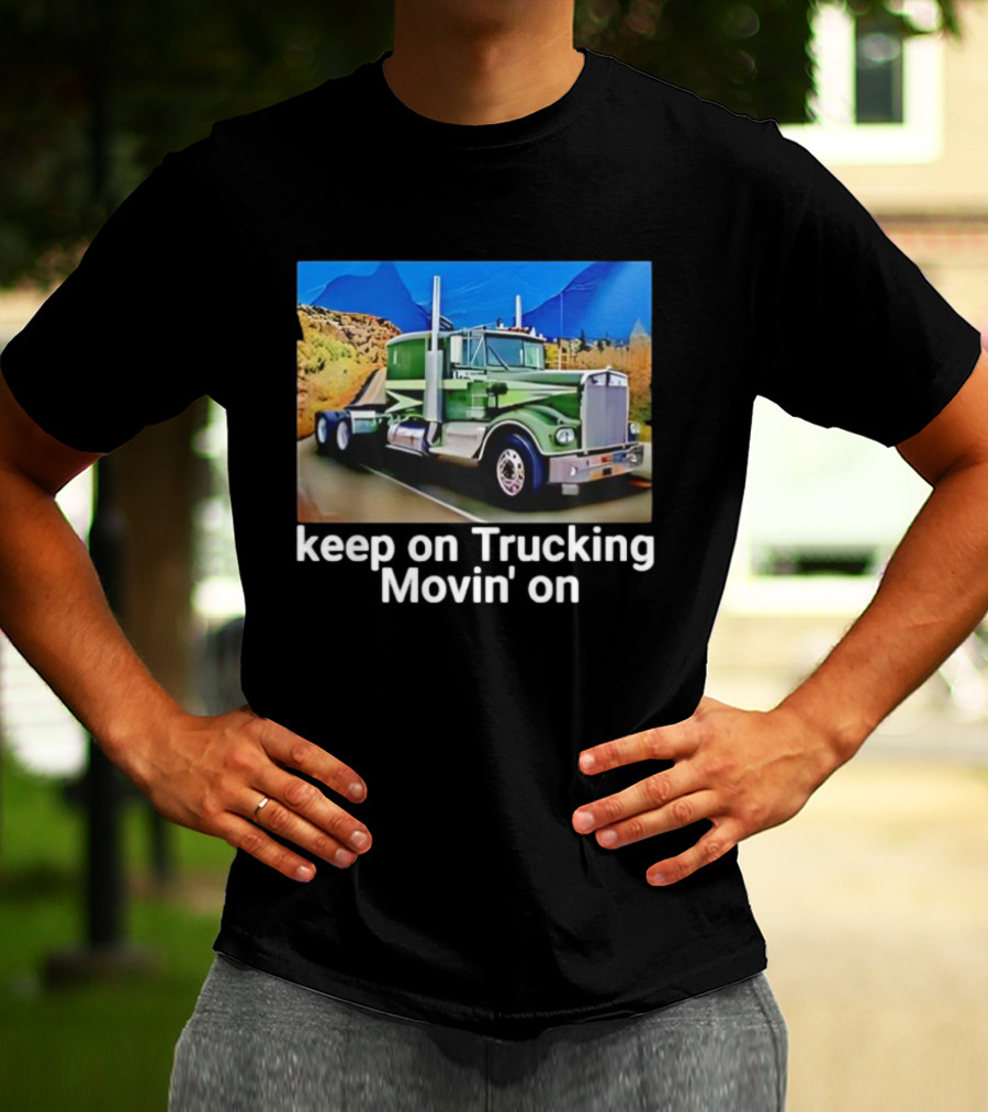 Keep On Trucking Movin' On Vintage Green Truck Scenic Road T-Shirt