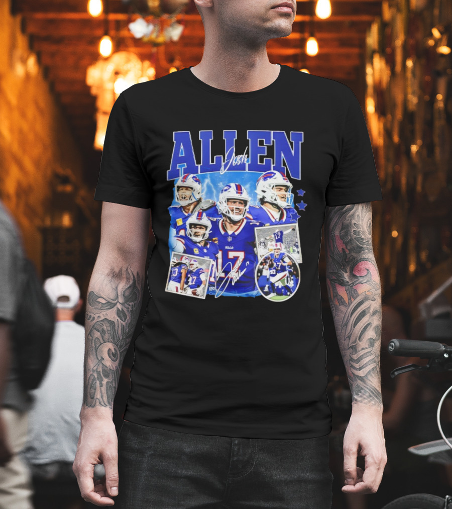 Josh Allen Buffalo Bills NFL Quarterback Signature Collage T-Shirt