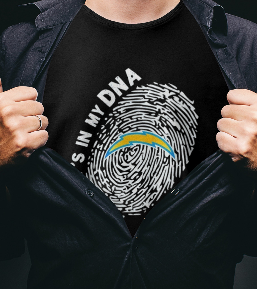 Los Angeles Chargers It's In My DNA Fingerprint Bolt T-Shirt