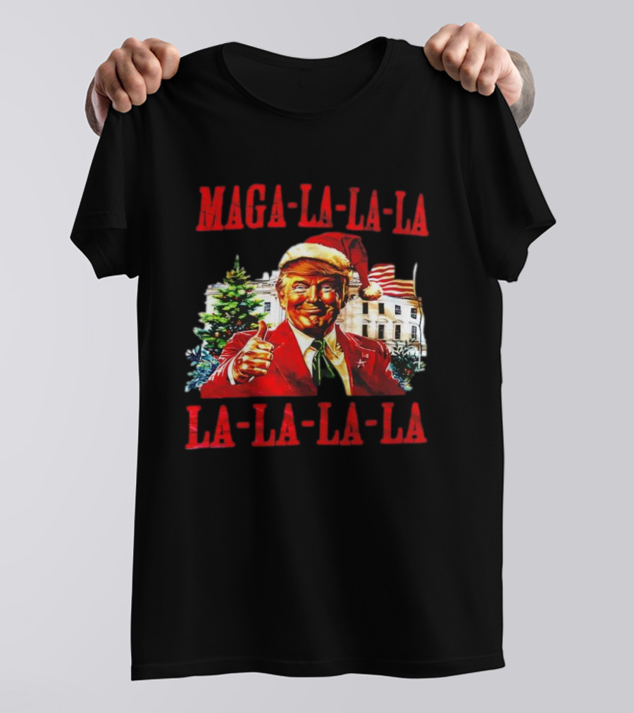 MAGA La La La Donald Trump Christmas Santa Hat Thumbs Up T-Shirt