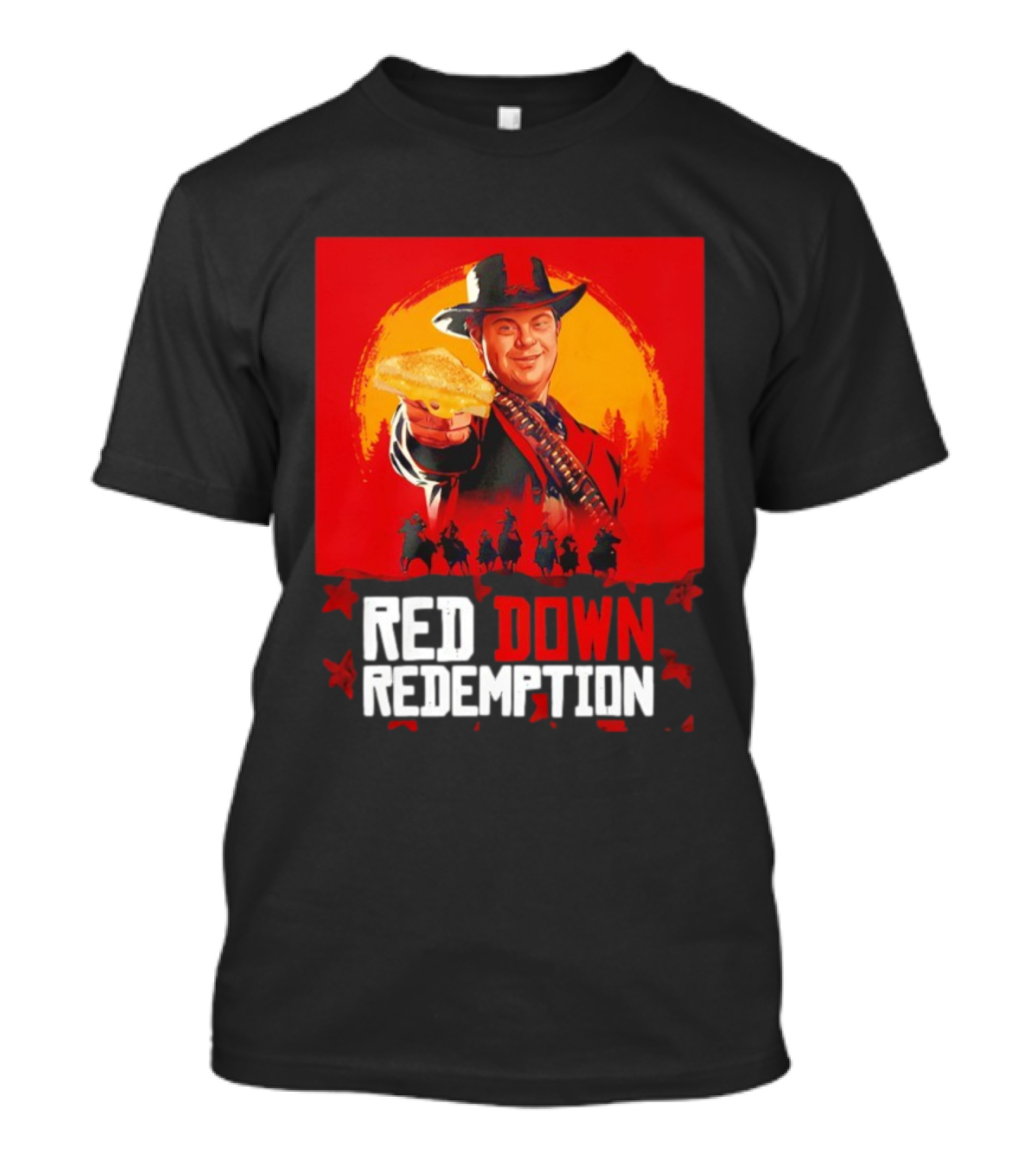Red Down Redemption Cowboy Parody Toast Fun Graphic T-Shirt