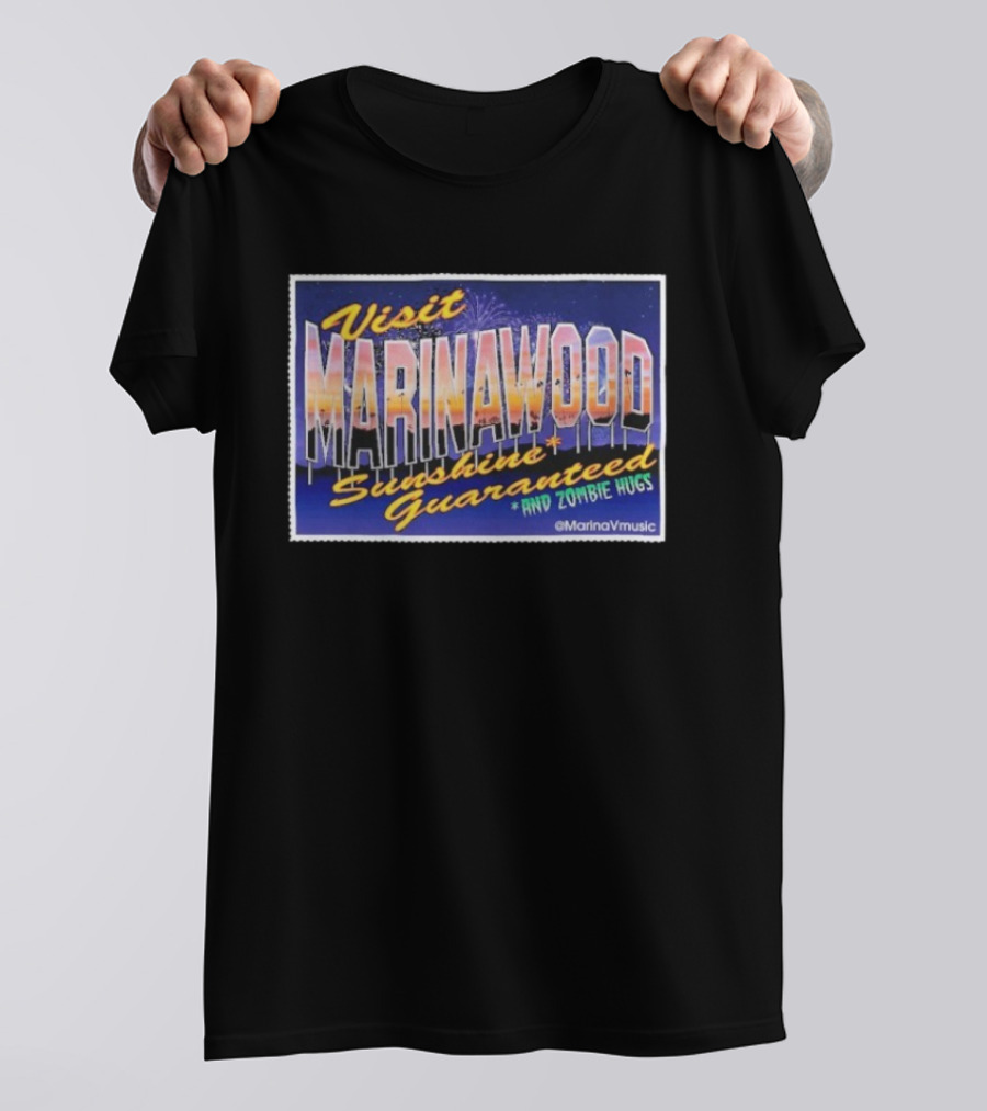 Visit Marinawood Sunshine Guaranteed And Zombie Hugs T-Shirt