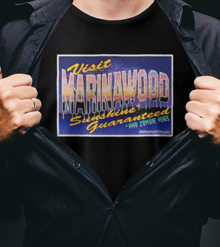 Visit Marinawood Sunshine Guaranteed And Zombie Hugs T-Shirt