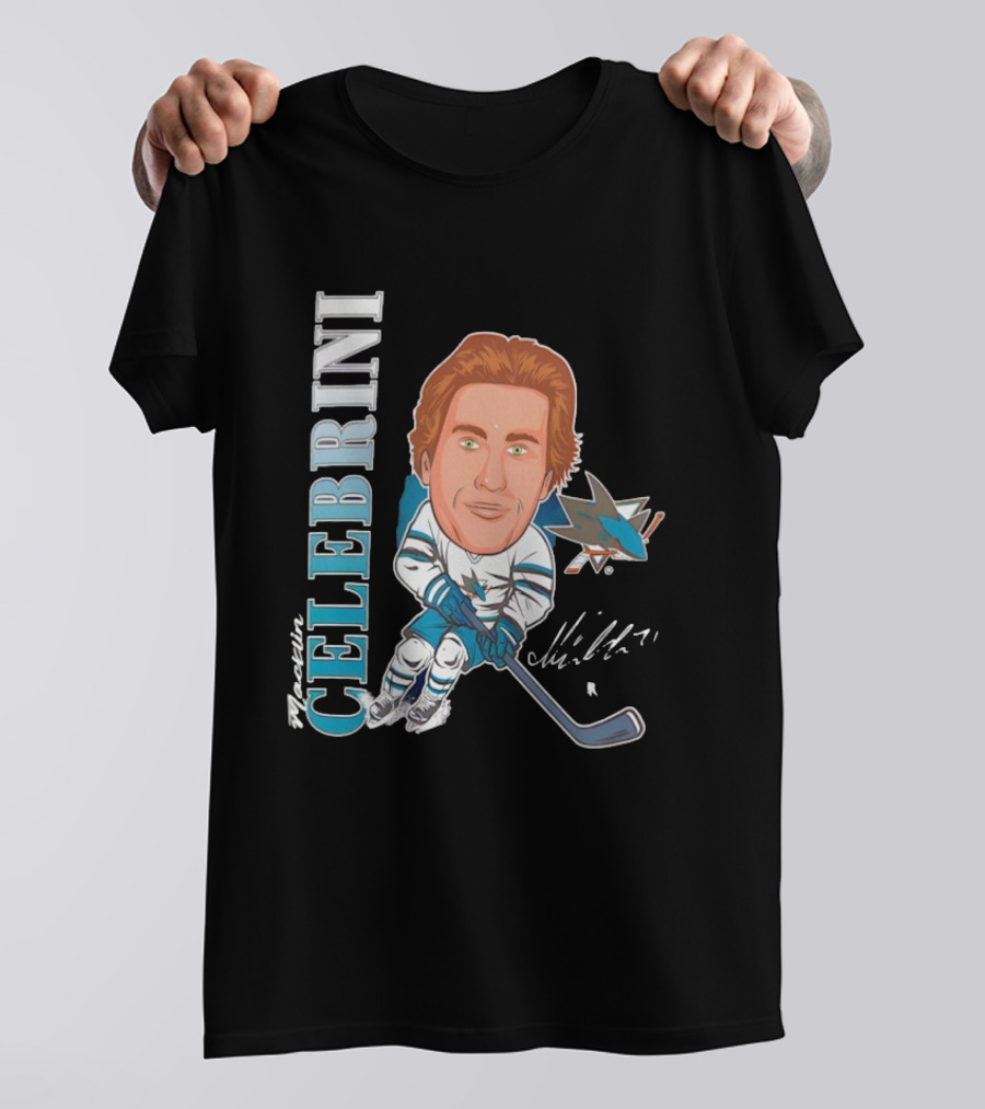 San Jose Sharks Macklin Celebrini #71 Big Head Signature Fanatics T-Shirt
