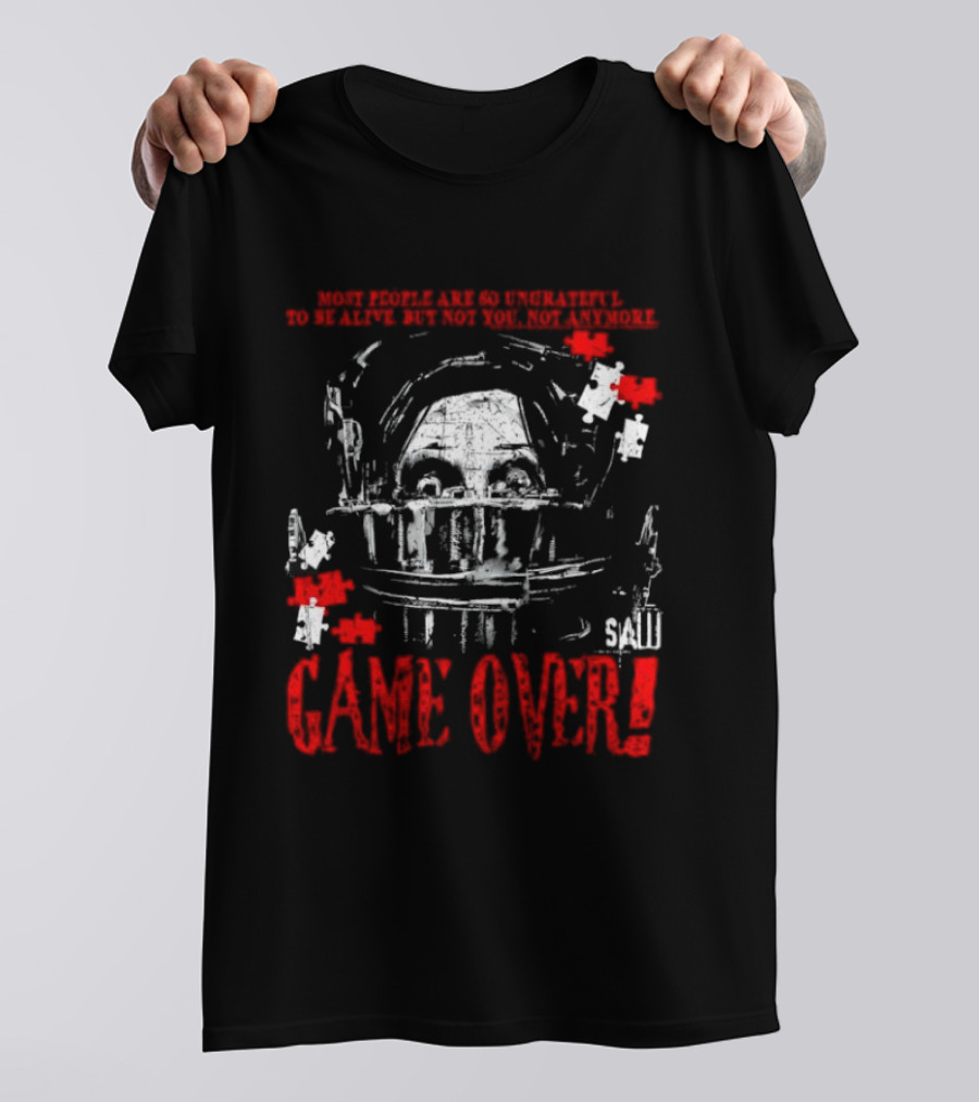 Saw Game Over Keep Calm And Survive Head Trap Horror Movie T-Shirt