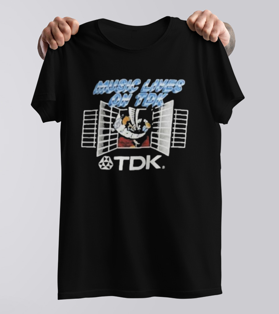 Music Lives On TDK Retro Cassette Player Stranger Things Harbour Jim Hopper T-Shirt