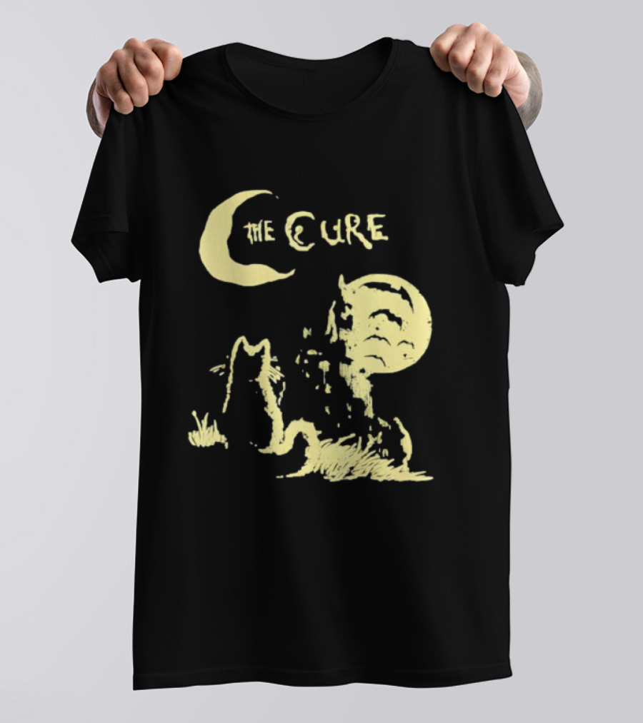 The Cure Cat Gothic Vintage Moonlit Night Scene T-Shirt