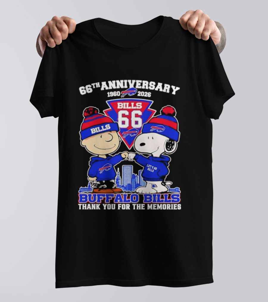 Peanuts Buffalo Bills 66th Anniversary 1950-2023 Thank You For The Memories T-Shirt