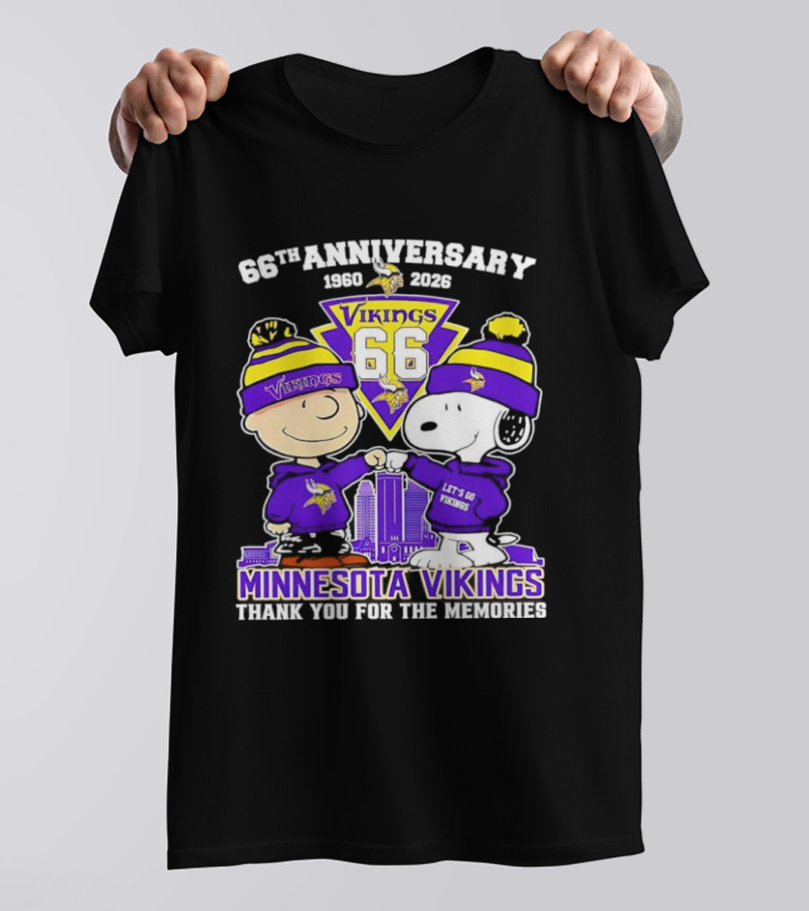 Peanuts Minnesota Vikings 66th Anniversary 1961-2023 Thank You For The Memories T-Shirt