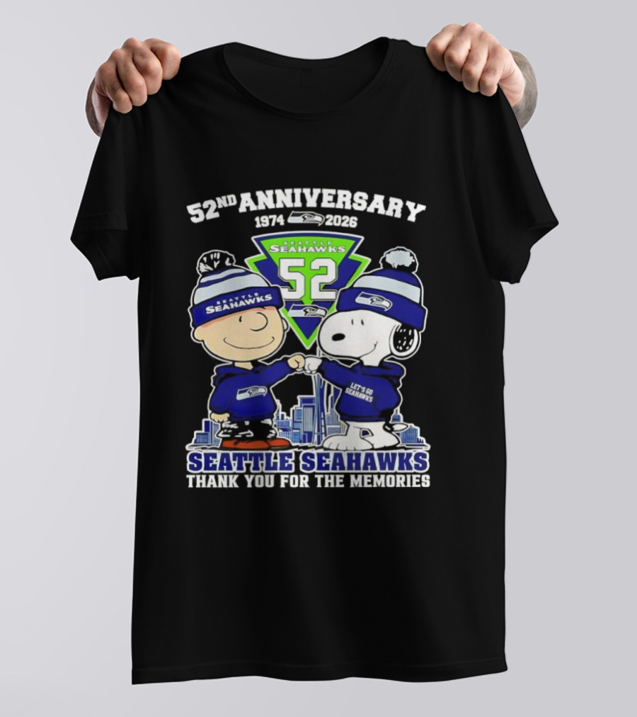 52nd Anniversary Peanuts Celebration Seattle Seahawks Thank You For The Memories T-Shirt