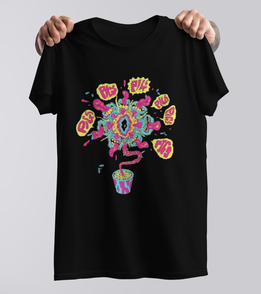 Pigs Pigs Pigs Pigs Pigs Pigs Pigs Casey’s Plantpot Vibrant Psychedelic Imagery T-Shirt