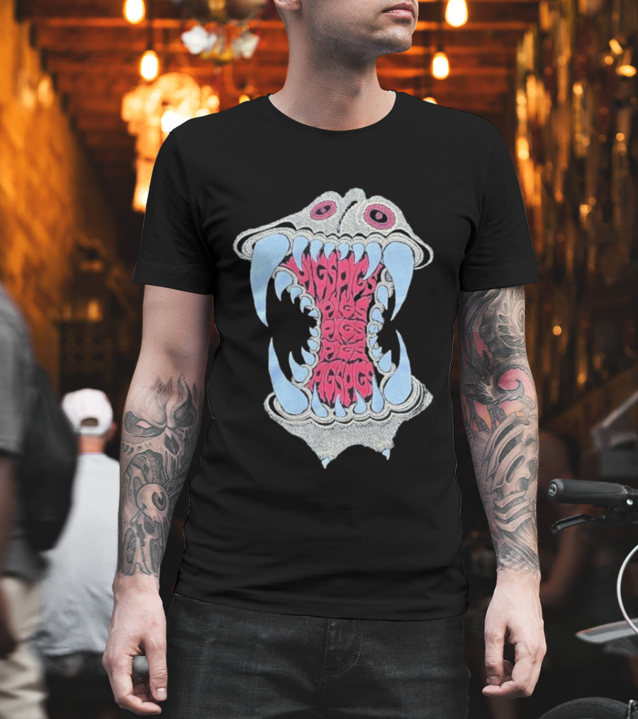 Pigsx7 Hippo Psychedelic Fang Mouth Design T-Shirt