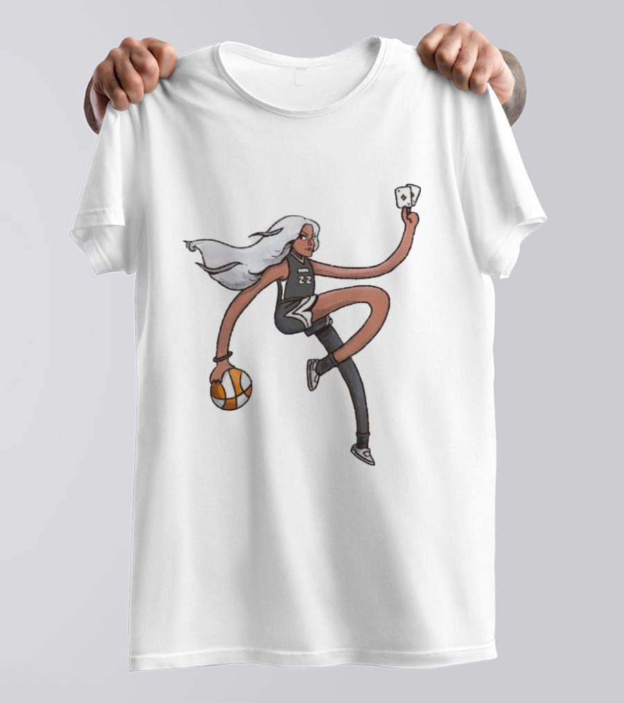 A’ja Wilson Las Vegas Aces Number 22 Holding Basketball And Ace Card T-Shirt