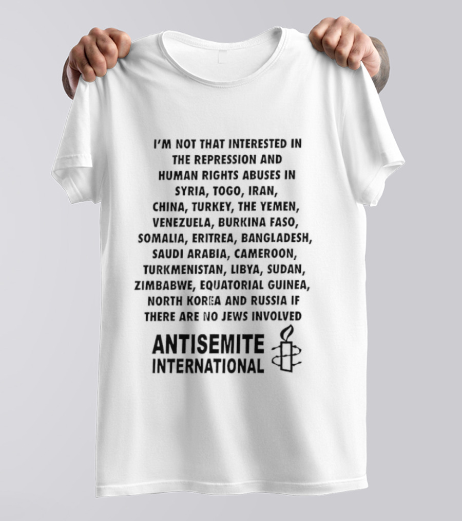 Prominent Reference Countries In Antisemite International Text Context T-Shirt