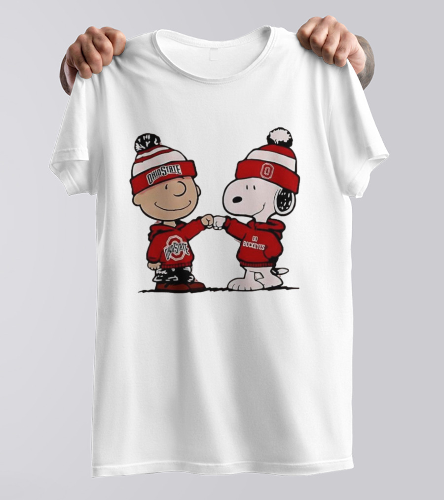 Charlie Brown Snoopy Ohio State Buckeyes Fist Bump Winter Gear T-Shirt