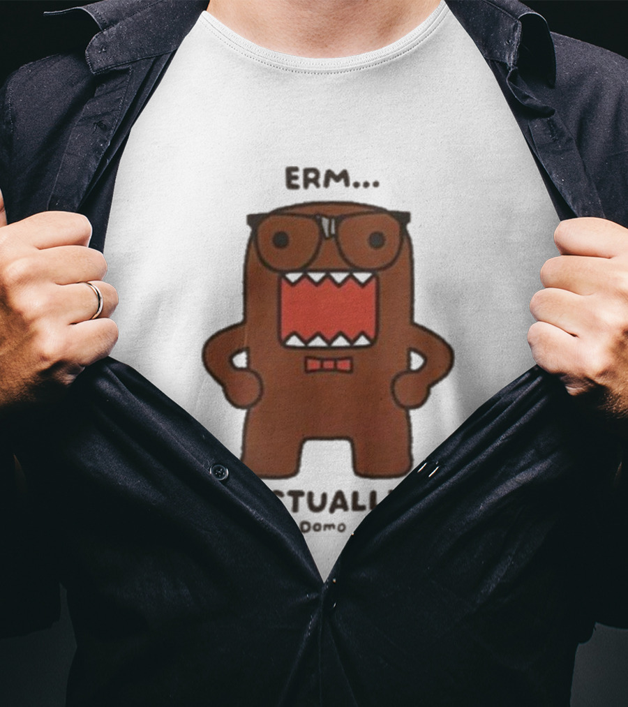Domo Erm Actually Character With Glasses And Bow Tie T-Shirt