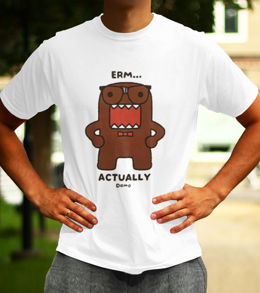 Domo Erm Actually Character With Glasses And Bow Tie T-Shirt