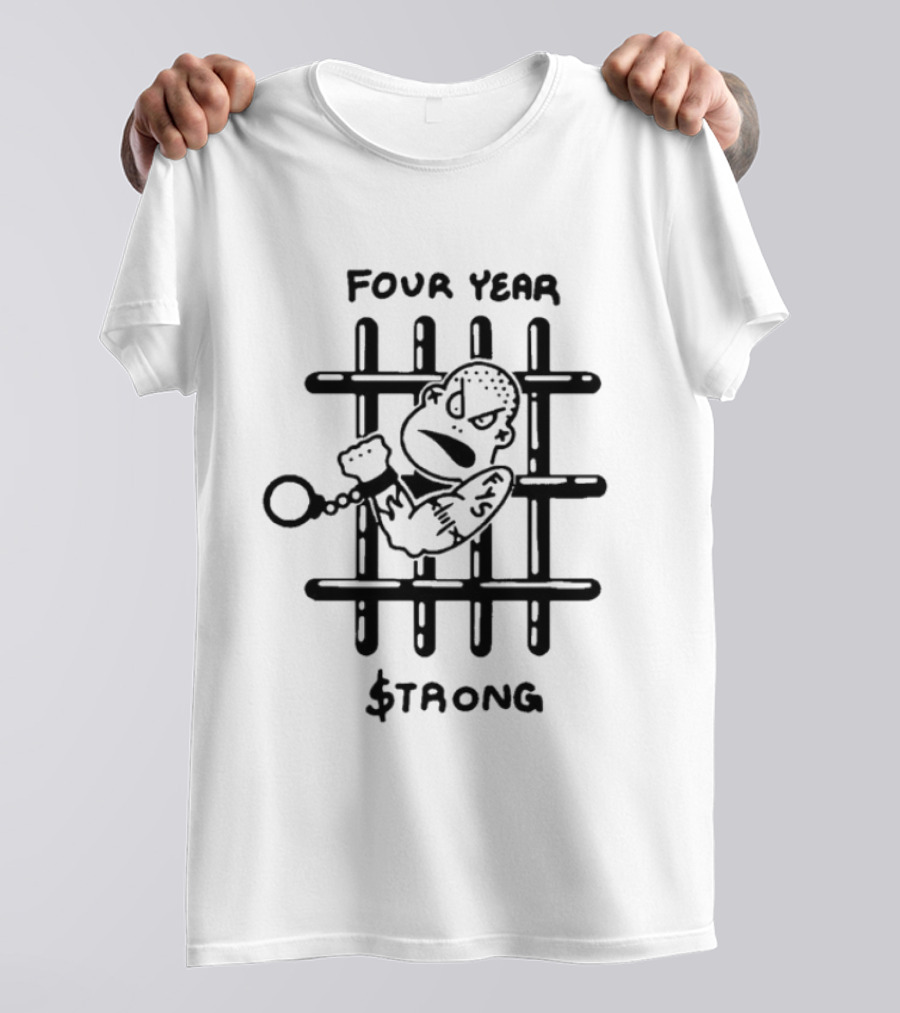 Four Year Strong Cartoon Prison Bars Character T-Shirt