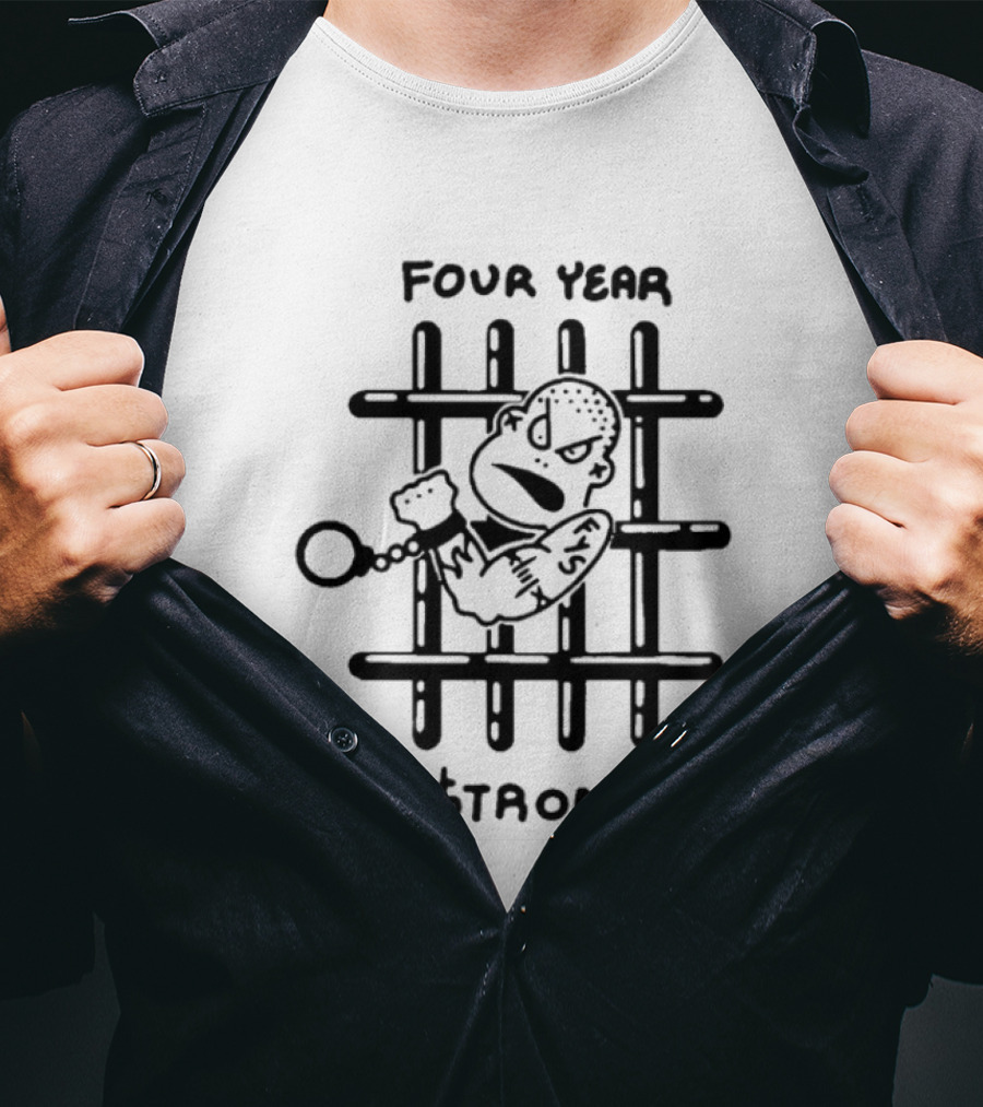 Four Year Strong Cartoon Prison Bars Character T-Shirt