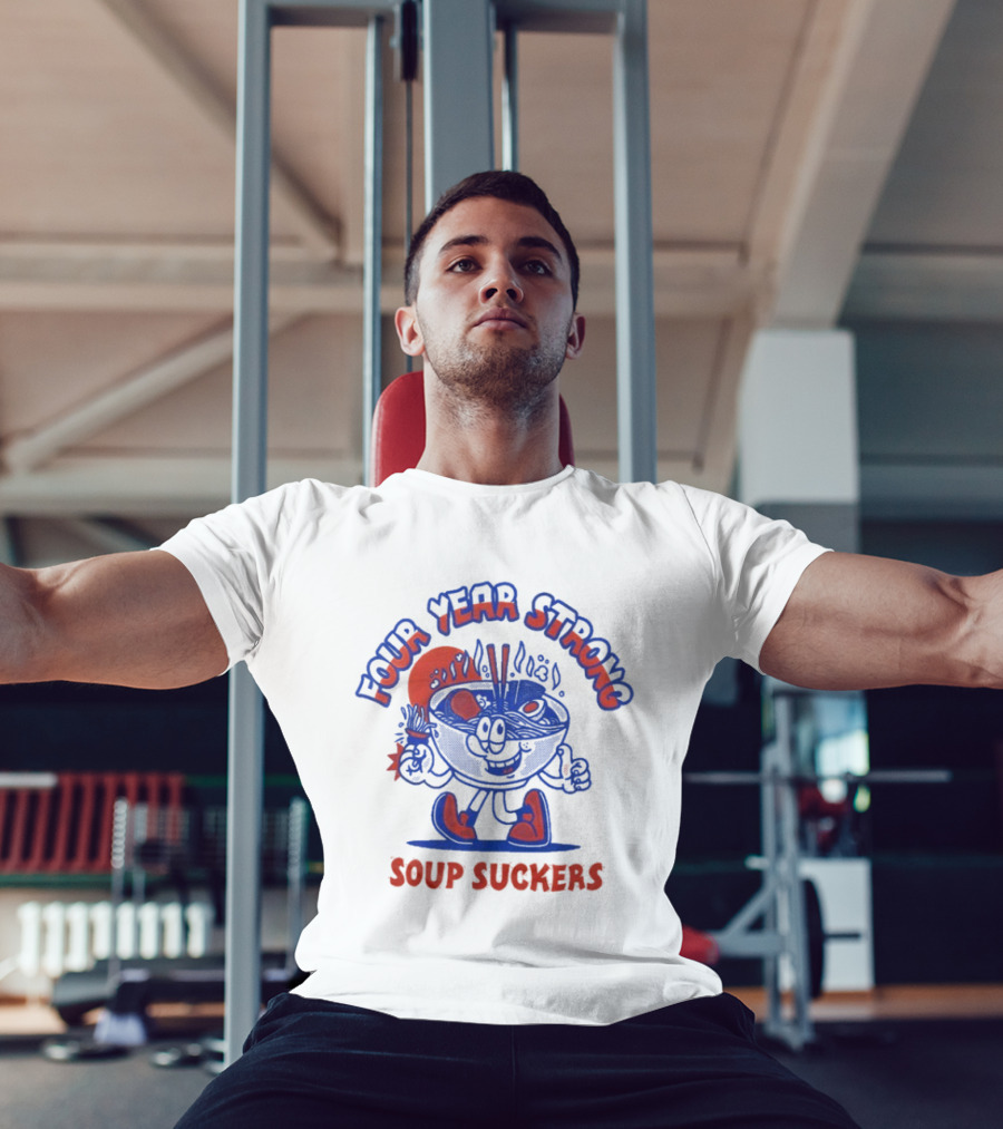 Four Year Strong Soup Suckers Retro Cartoon Bowl Character T-Shirt