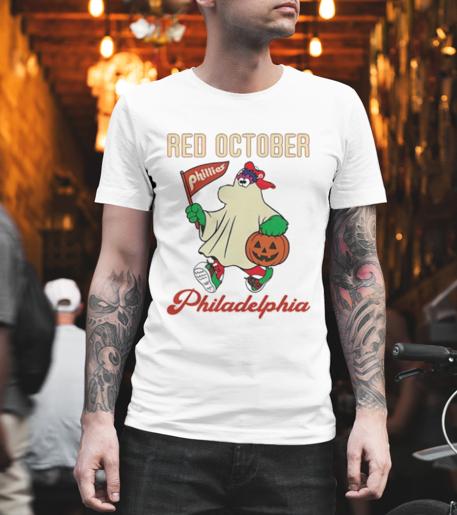 Red October Phillies Phanatic Ghost Halloween Pumpkin T-Shirt