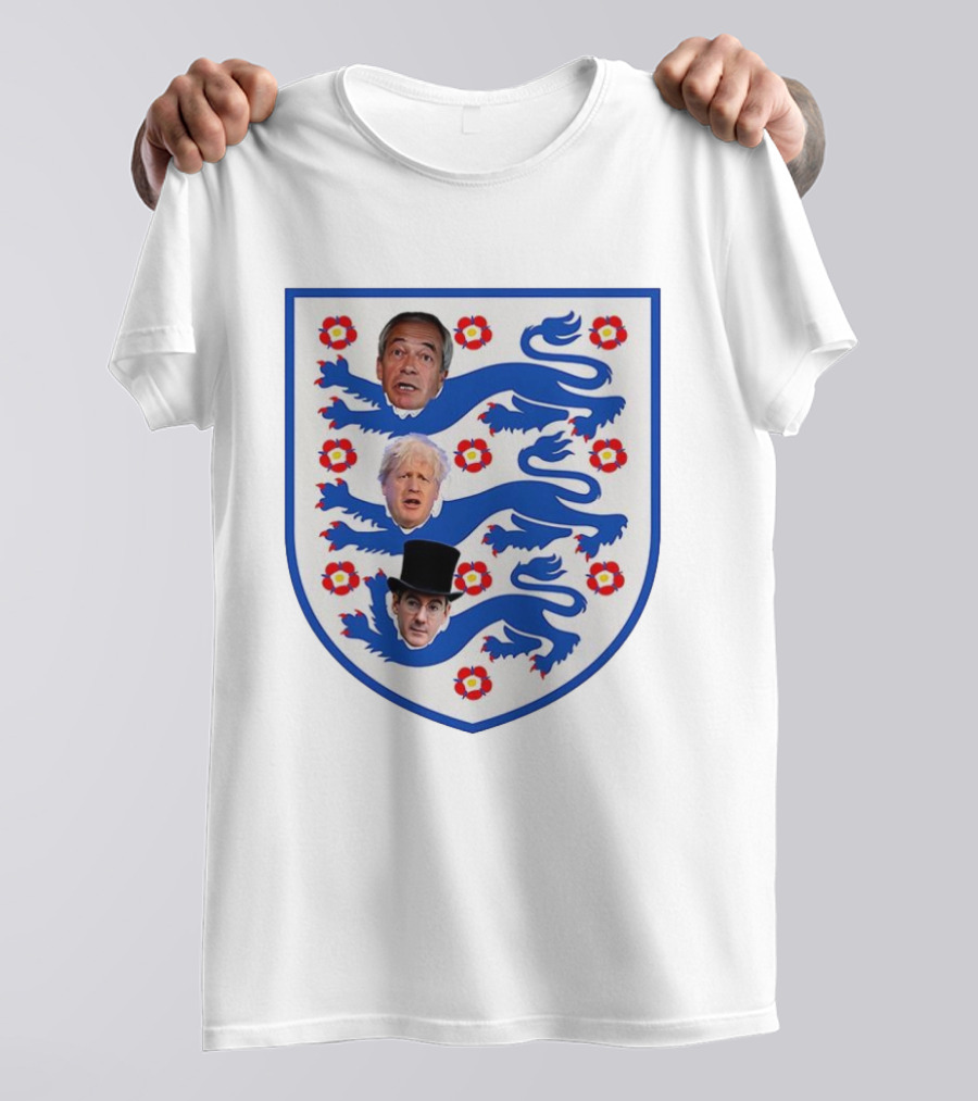 Nigel Farage Boris Johnson Jacob Rees Mogg England Three Lions Flag T-Shirt